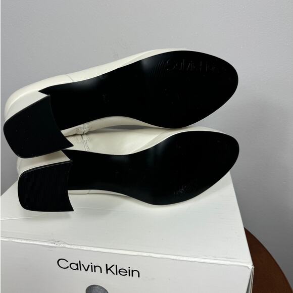 New Calvin Klein Uda Bootie in Ivory Leather Women's Size 10 - Picture 8 of 9